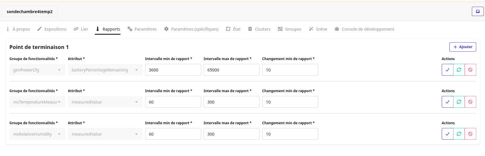 Configuración de parámetros de reporting en Zigbee2MQTT